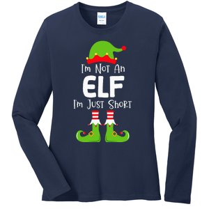 IM Not An Elf IM Just Short Family Christmas Pjs Matching Ladies Long Sleeve Shirt