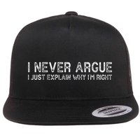 I Never Argue I Just Explain Why IM Right Funny Saying Flat Bill Trucker Hat