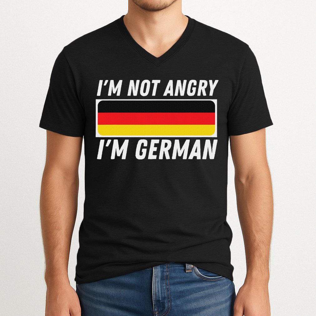IM Not Angry IM German Germany Flag German American V-Neck T-Shirt