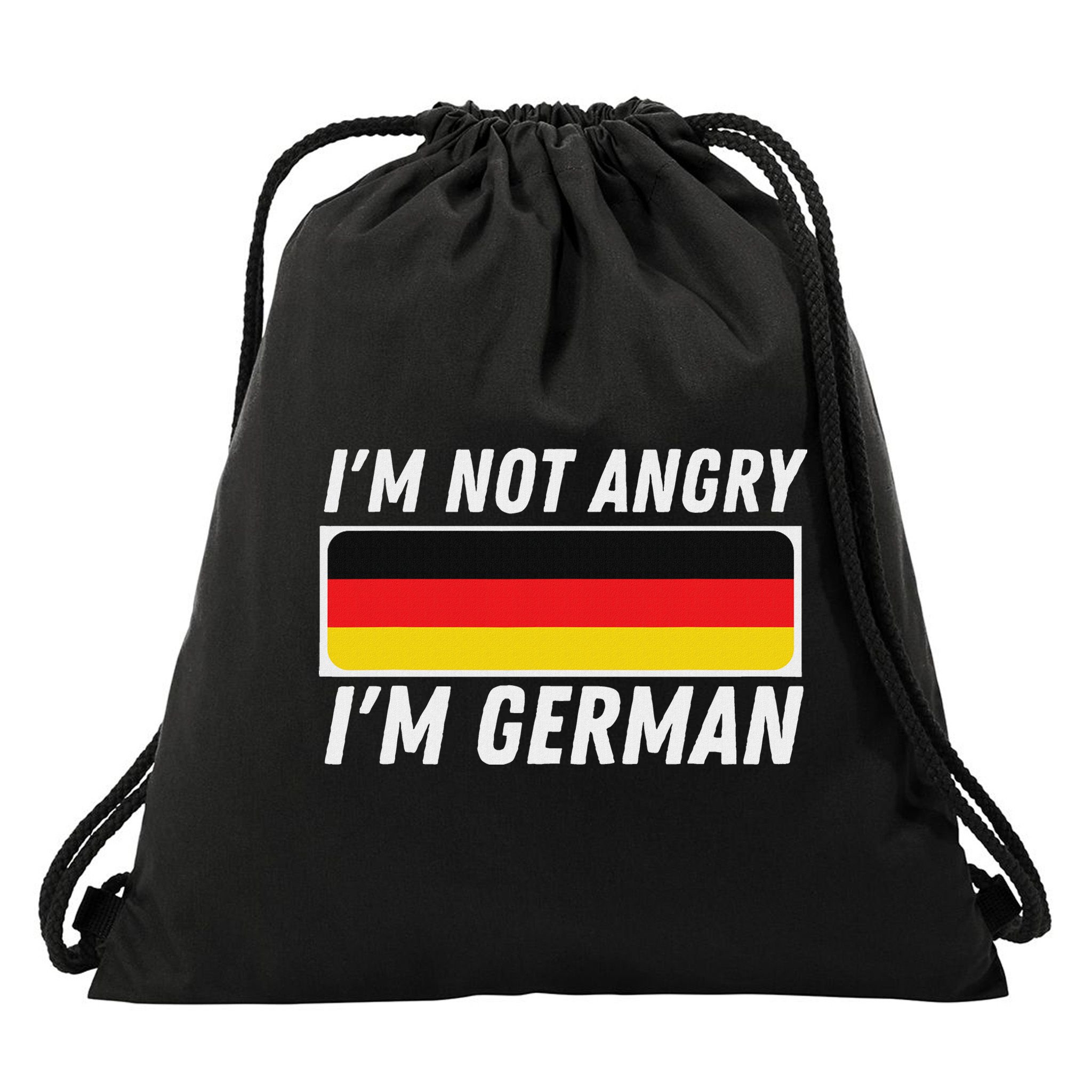 IM Not Angry IM German Germany Flag German American Drawstring Bag