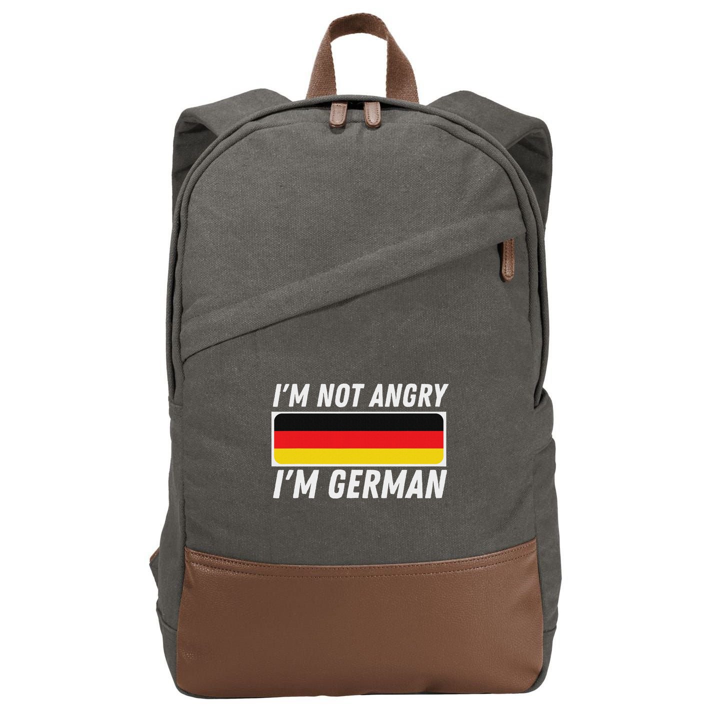 IM Not Angry IM German Germany Flag German American Cotton Canvas Backpack