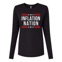 Inflation Nation American Politics Wasteful Government Spending Rising Costs Womens Cotton Relaxed Long Sleeve T-Shirt