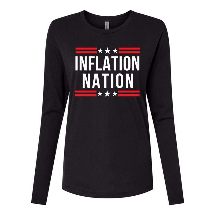 Inflation Nation American Politics Wasteful Government Spending Rising Costs Womens Cotton Relaxed Long Sleeve T-Shirt