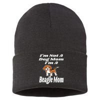 I'm Not A Dog Mom I'm A Beagle Mom Funny Puppy Lover Mother Sustainable Knit Beanie