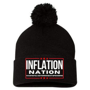 Inflation Nation American Politics Rising Costs Wasteful Government Spending Pom Pom 12in Knit Beanie