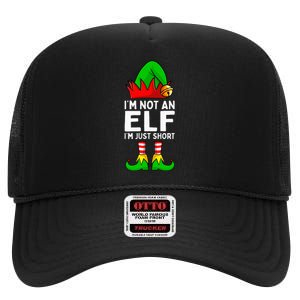 I'm Not An Elf Im Just Short Funny Christmas Matching Family High Crown Mesh Back Trucker Hat