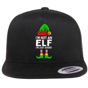 I'm Not An Elf Im Just Short Funny Christmas Matching Family Flat Bill Trucker Hat