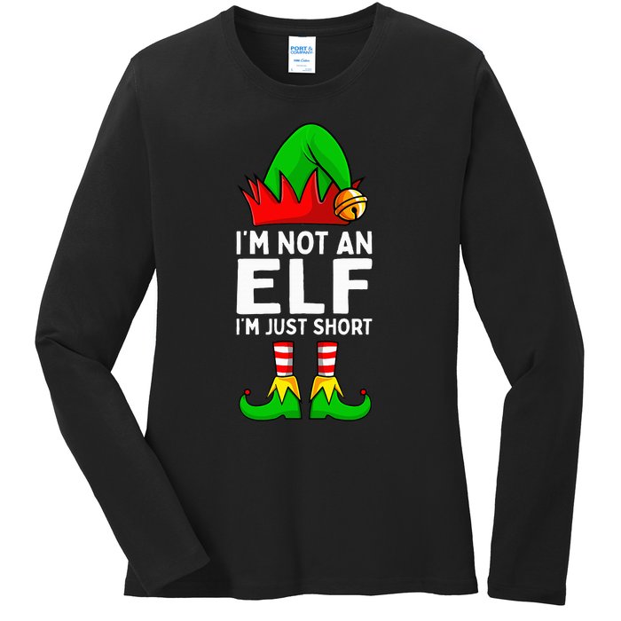 I'm Not An Elf Im Just Short Funny Christmas Matching Family Ladies Long Sleeve Shirt