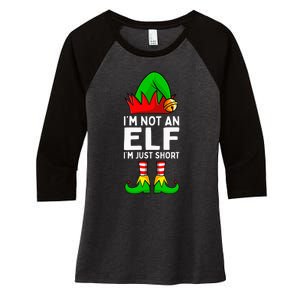 I'm Not An Elf Im Just Short Funny Christmas Matching Family Women's Tri-Blend 3/4-Sleeve Raglan Shirt