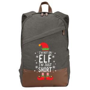 IM Not An Elf IM Just Short Funny Holiday Christmas Funny Gift Cotton Canvas Backpack