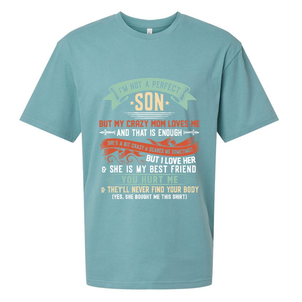 Im Not A Perfect Son But My Crazy Mom Loves Me Funny Sueded Cloud Jersey T-Shirt