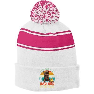 It's Not A Dad Bod It's A Father Figure Funny Bear Fathers Meaningful Gift Stripe Pom Pom Beanie