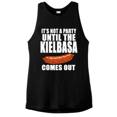 ITS NOT A PARTY UNTIL THE KIELBASA COMES OUT Funny Polish Ladies PosiCharge Tri-Blend Wicking Tank