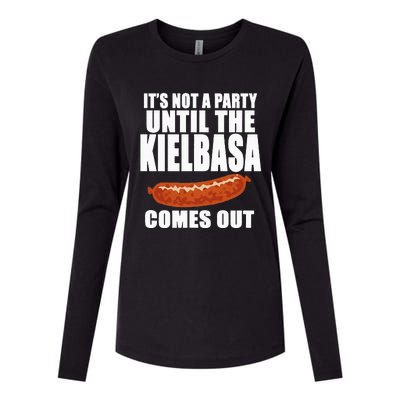 ITS NOT A PARTY UNTIL THE KIELBASA COMES OUT Funny Polish Womens Cotton Relaxed Long Sleeve T-Shirt