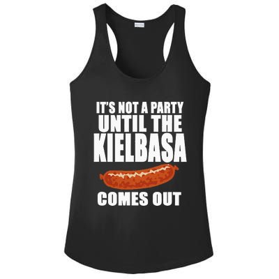 ITS NOT A PARTY UNTIL THE KIELBASA COMES OUT Funny Polish Ladies PosiCharge Competitor Racerback Tank