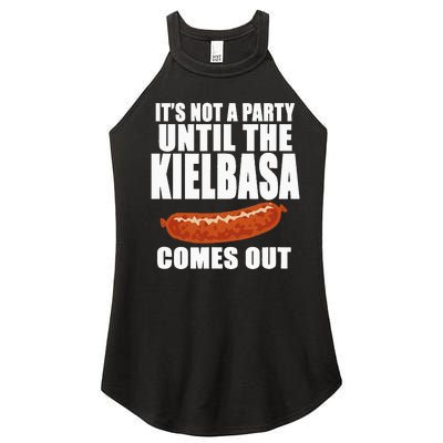 ITS NOT A PARTY UNTIL THE KIELBASA COMES OUT Funny Polish Women's Perfect Tri Rocker Tank