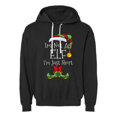 Im Not An Elf Family Christmas Pjs Matching Garment-Dyed Fleece Hoodie