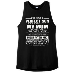 I'm Not A Perfect Son But My Crazy Mom Loves Me Mother's Day Ladies PosiCharge Tri-Blend Wicking Tank