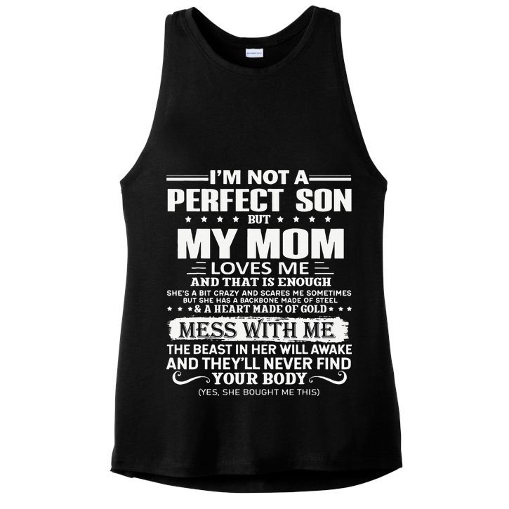 I'm Not A Perfect Son But My Crazy Mom Loves Me Mother's Day Ladies PosiCharge Tri-Blend Wicking Tank