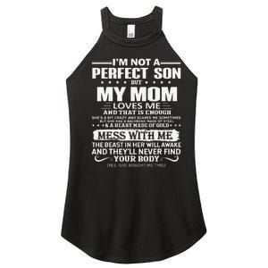 I'm Not A Perfect Son But My Crazy Mom Loves Me Mother's Day Women's Perfect Tri Rocker Tank