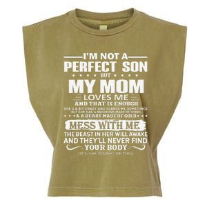 I'm Not A Perfect Son But My Crazy Mom Loves Me Mother's Day Garment-Dyed Women's Muscle Tee