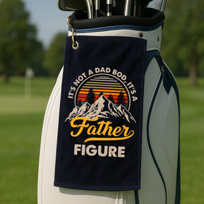 It's Not A Dad Bod It's A Father Figure Sunset Retro Vintage Golf Towel