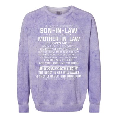 I'm Not A Perfect Soninlaw But My Crazy Motherinlaw Colorblast Crewneck Sweatshirt