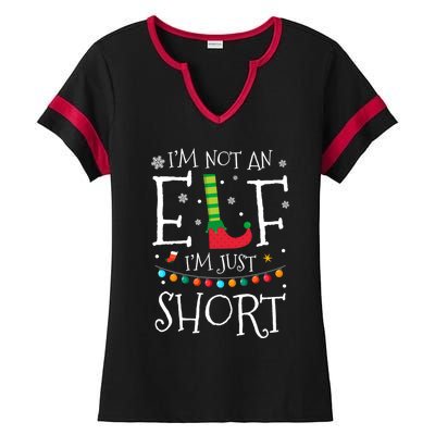 I'm Not An Elf I'm Just Short Funny Christmas Pajama Party Gift Ladies Halftime Notch Neck Tee