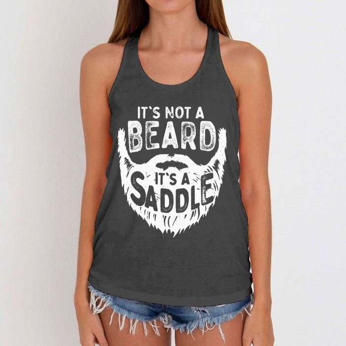 Its Not A Beard Its A Saddle Funny Bearded Moustache Men Women's Knotted Racerback Tank