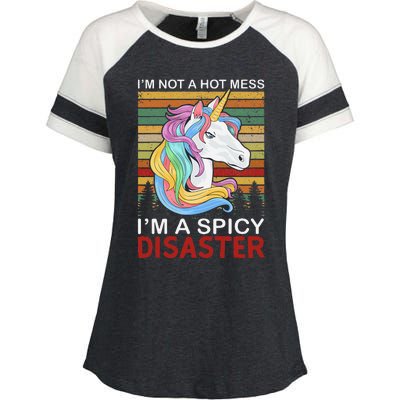 IM Not A Hot Mess IM A Spicy Disaster Enza Ladies Jersey Colorblock Tee