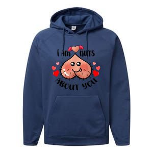 Im Nuts About You Funny Valentine Couple Funny Performance Fleece Hoodie