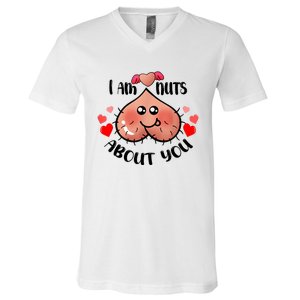 Im Nuts About You Funny Valentine Couple Funny V-Neck T-Shirt