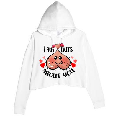 Im Nuts About You Funny Valentine Couple Funny Crop Fleece Hoodie