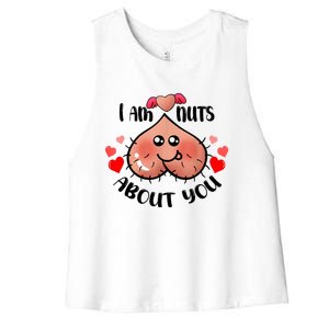 Im Nuts About You Funny Valentine Couple Funny Women's Racerback Cropped Tank