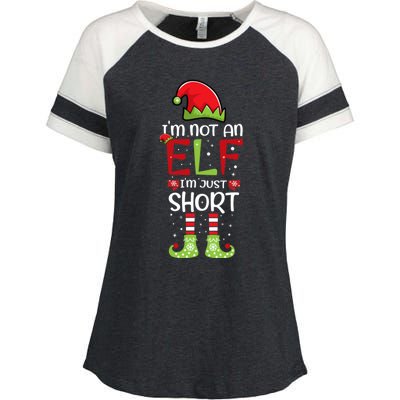 IM Not An Elf IM Just Short Family Christmas PjS Matching Enza Ladies Jersey Colorblock Tee