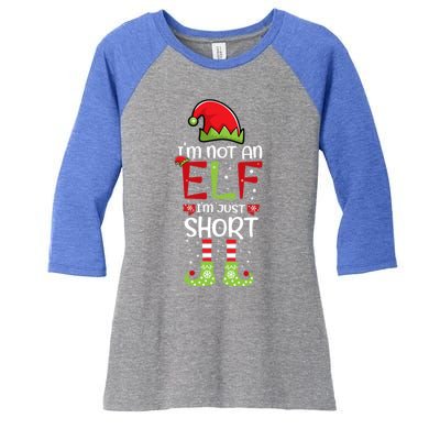 IM Not An Elf IM Just Short Family Christmas PjS Matching Women's Tri-Blend 3/4-Sleeve Raglan Shirt