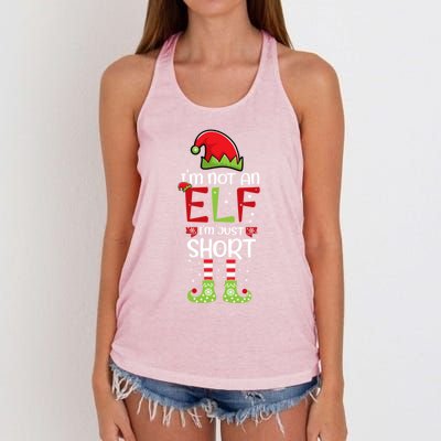 IM Not An Elf IM Just Short Family Christmas PjS Matching Women's Knotted Racerback Tank