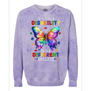 Its Not A Disability Its A Different Ability Autism Butterfly Colorblast Crewneck Sweatshirt