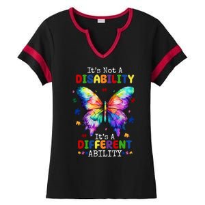 Its Not A Disability Its A Different Ability Autism Butterfly Ladies Halftime Notch Neck Tee