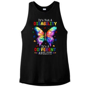 Its Not A Disability Its A Different Ability Autism Butterfly Ladies PosiCharge Tri-Blend Wicking Tank