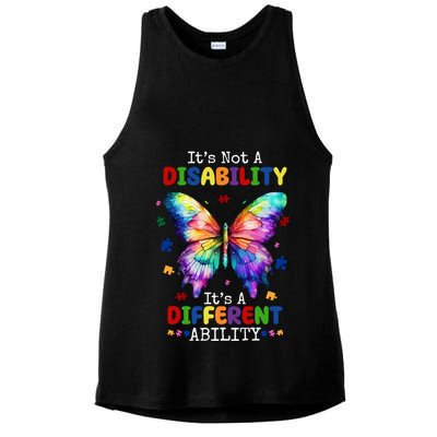 Its Not A Disability Its A Different Ability Autism Butterfly Ladies PosiCharge Tri-Blend Wicking Tank
