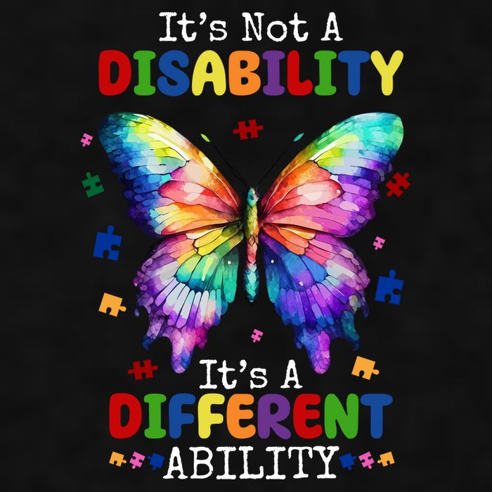 Its Not A Disability Its A Different Ability Autism Butterfly Ladies PosiCharge Tri-Blend Wicking Tank