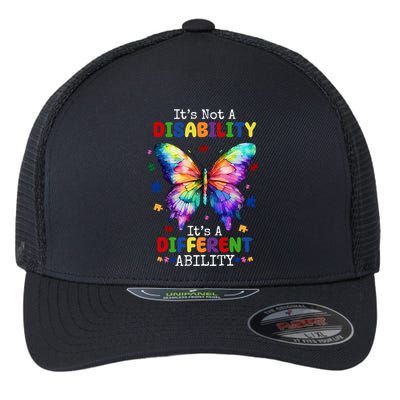 Its Not A Disability Its A Different Ability Autism Butterfly Flexfit Unipanel Trucker Cap