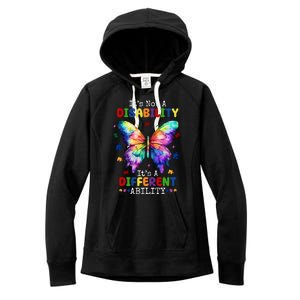 Its Not A Disability Its A Different Ability Autism Butterfly Women's Fleece Hoodie