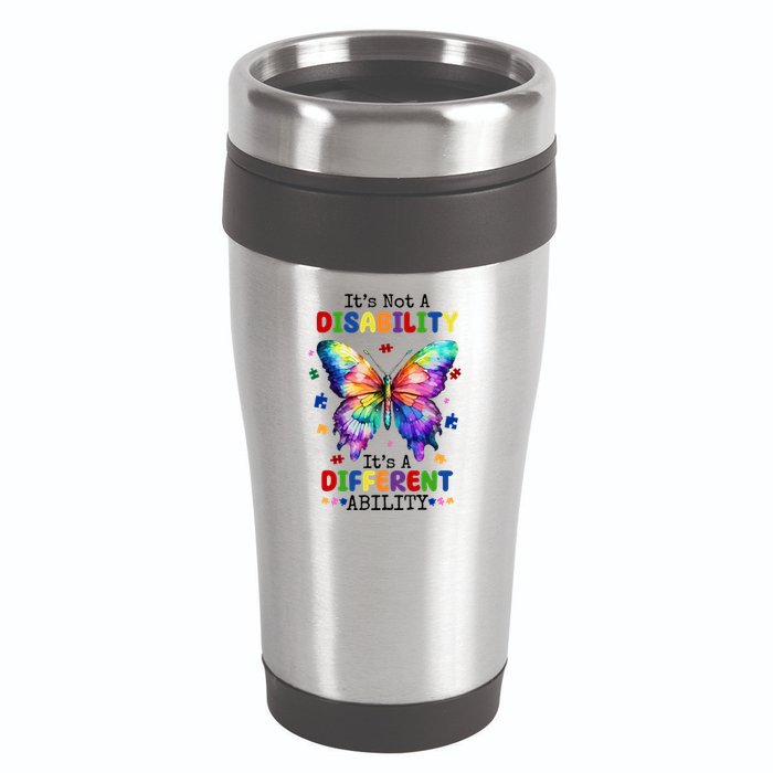 Its Not A Disability Its A Different Ability Autism Butterfly 16oz Travel Tumbler