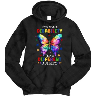 Its Not A Disability Its A Different Ability Autism Butterfly Tie Dye Hoodie