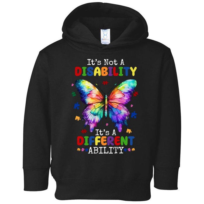 Its Not A Disability Its A Different Ability Autism Butterfly Toddler Hoodie