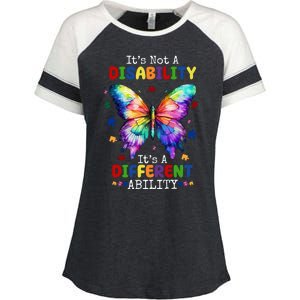 Its Not A Disability Its A Different Ability Autism Butterfly Enza Ladies Jersey Colorblock Tee