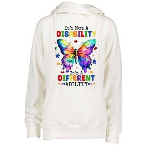 Its Not A Disability Its A Different Ability Autism Butterfly Womens Funnel Neck Pullover Hood