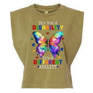 Its Not A Disability Its A Different Ability Autism Butterfly Garment-Dyed Women's Muscle Tee